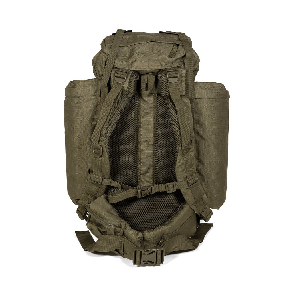 Mochila SQUAD 34L negra con funda protectora, carga superior, uso militar y civil