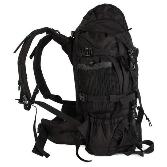 Mochila TOUR 65L Negra, krosna de dos compartimentos con armazón interior (RU75-SW)