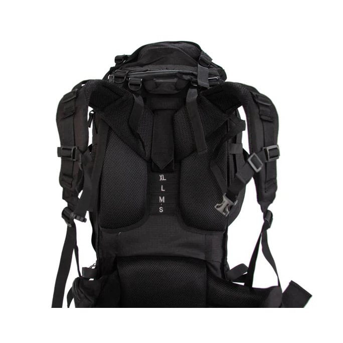 Mochila trekking 85L verde, doble compartimento con sistema dorsal ajustable