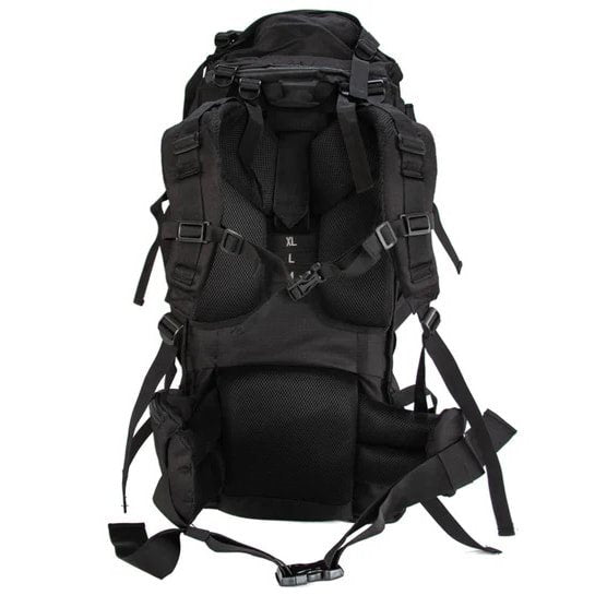 Mochila trekking 85L verde, doble compartimento con sistema dorsal ajustable