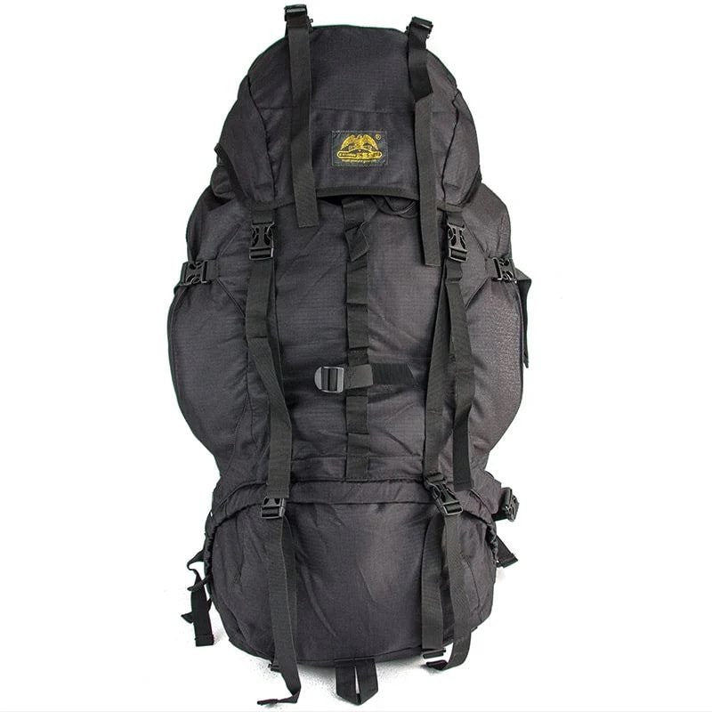 Mochila trekking 85L verde, doble compartimento con sistema dorsal ajustable