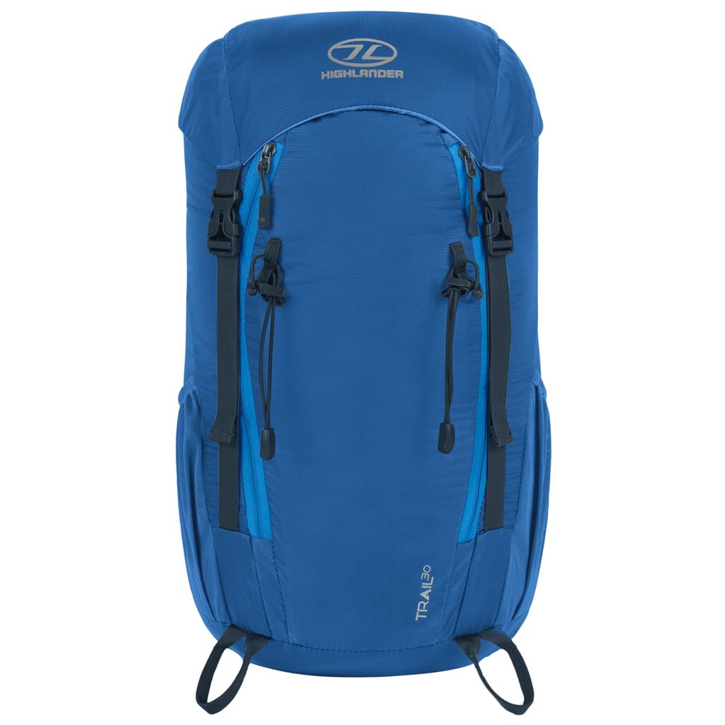 Mochila Trail 30 L para mujer negra en nylon 210D con funda de lluvia contrastante