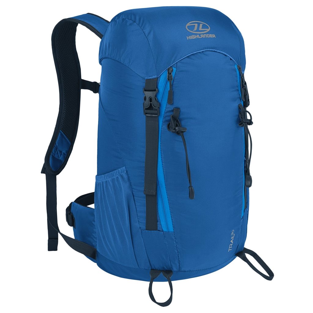 Mochila Trail 30 L para mujer negra en nylon 210D con funda de lluvia contrastante