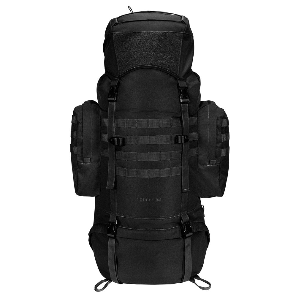 Mochila FORCES ELITE 88 L negra, ligera y resistente para uso tactico y outdoor
