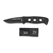 Navaja plegable RUI 10876 negra, hoja inox con recubrimiento de titanio y mango metálico perforado