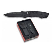 Navaja plegable 11074 negra con mango recubierto de goma SFL y funda de nylon moldeada