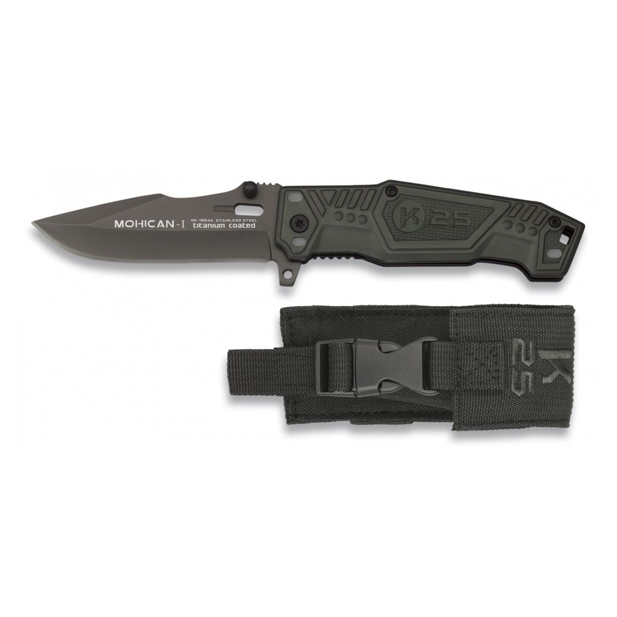 Navaja plegable K25 Mohican I negra, cuchillo para outdoor