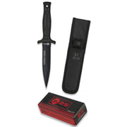 Cuchillo táctico RUI K25 daga negra con hoja de acero inoxidable titanada y empuñadura gomada