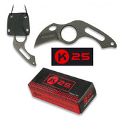 Cuchillo K25 31849 negro con funda kydex y cadena para cuello, hoja de acero inoxidable con recubrimiento titanio