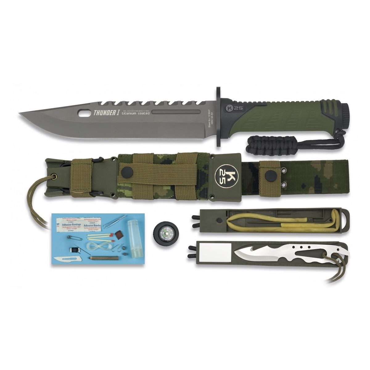 Cuchillo K25 THUNDER I COYOTE con funda táctica negra