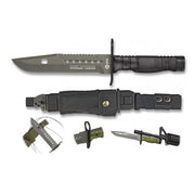 Cuchillo bayoneta K25 negro con funda y hoja de acero inoxidable con recubrimiento titanio