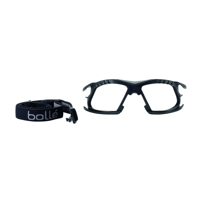 Kit para gafas RUSH+ de BOLLÉ: marco plástico negro acolchado y correa elástica ajustable