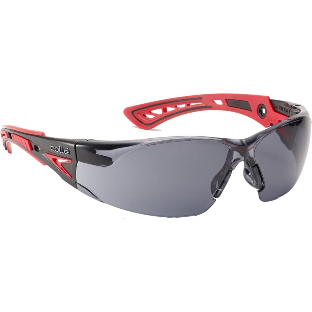 Gafas de protección RUSH+ con lentes ahumadas rojas