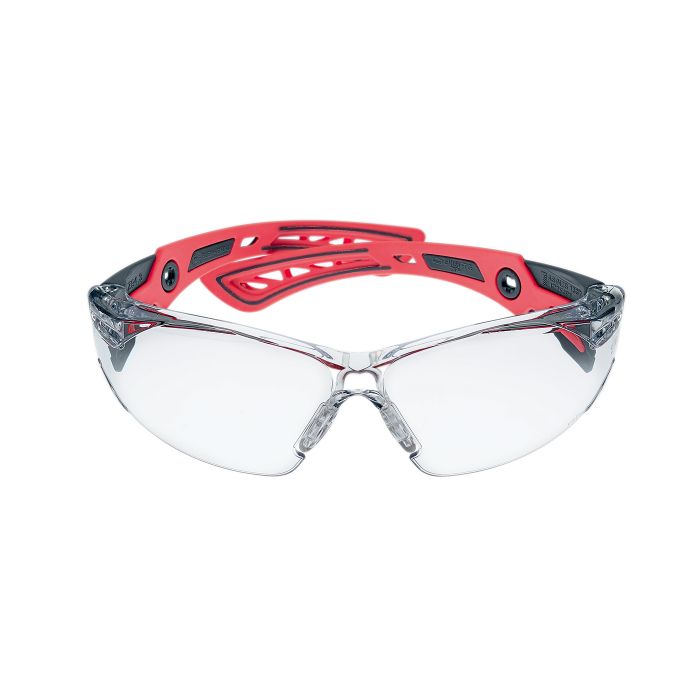 Gafas de protección RUSH+ SMALL rojas con lente transparente