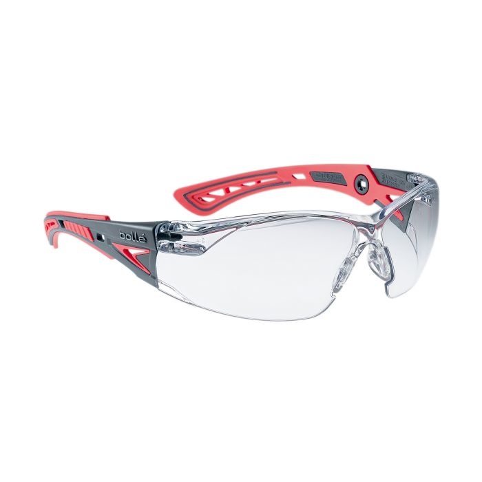 Gafas de protección RUSH+ SMALL rojas con lente transparente