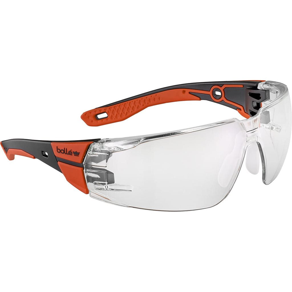 Gafas de protección RUSH+ 2.0 con lentes claras y montura roja