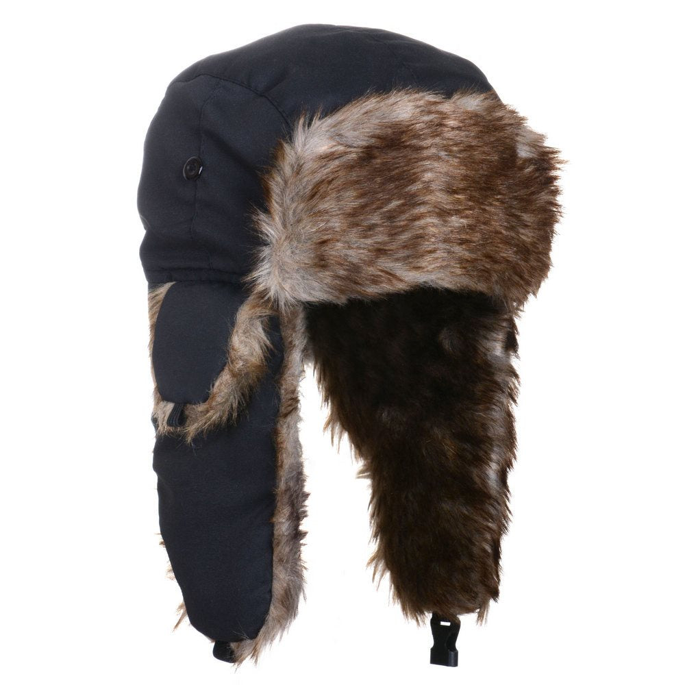 Gorro beranice Tramp negro con piel sintética