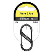 Mosquetón en S doble de acero inoxidable negro 5 cm