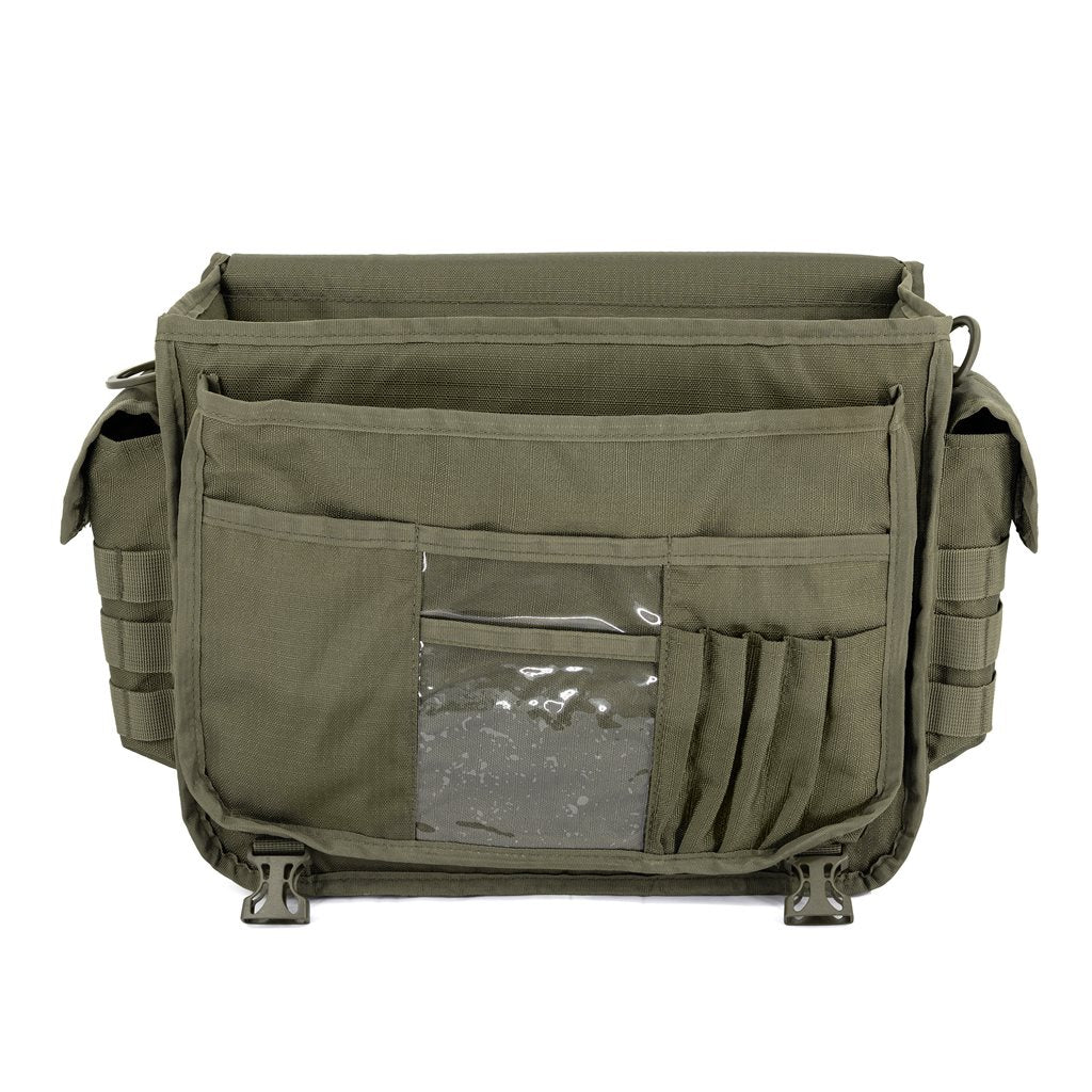 Bolsa de hombro MULTI 16 L verde con solapa y hebillas de plástico