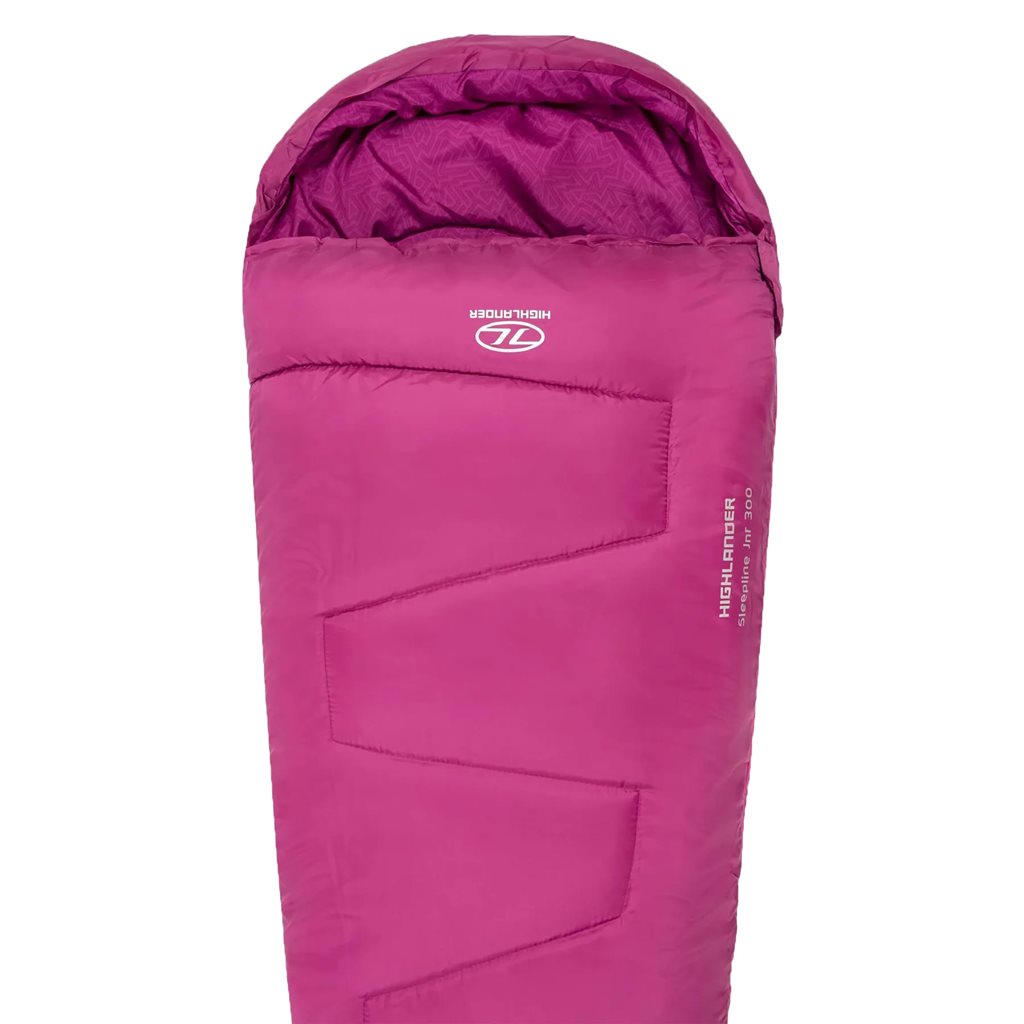 Saco de dormir infantil SLEEPLINE 300 rosa, compacto con forro suave visible en la imagen