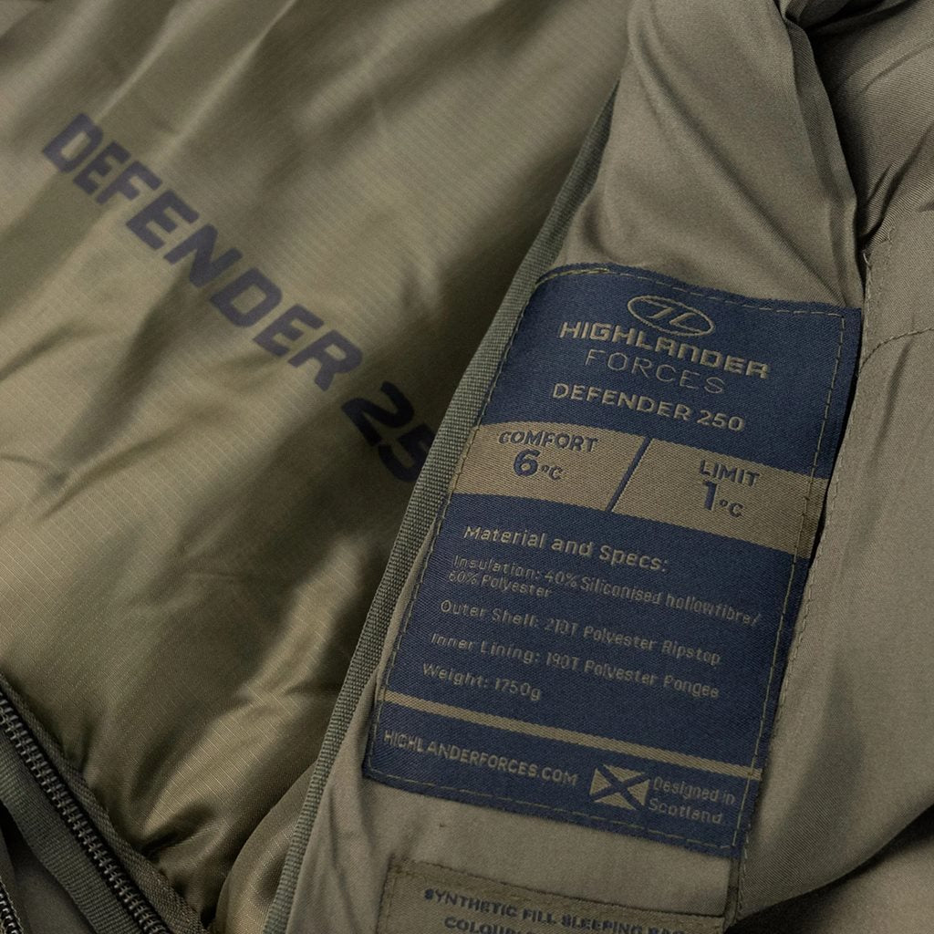 Saco de dormir DEFENDER 250 verde - imagen del producto