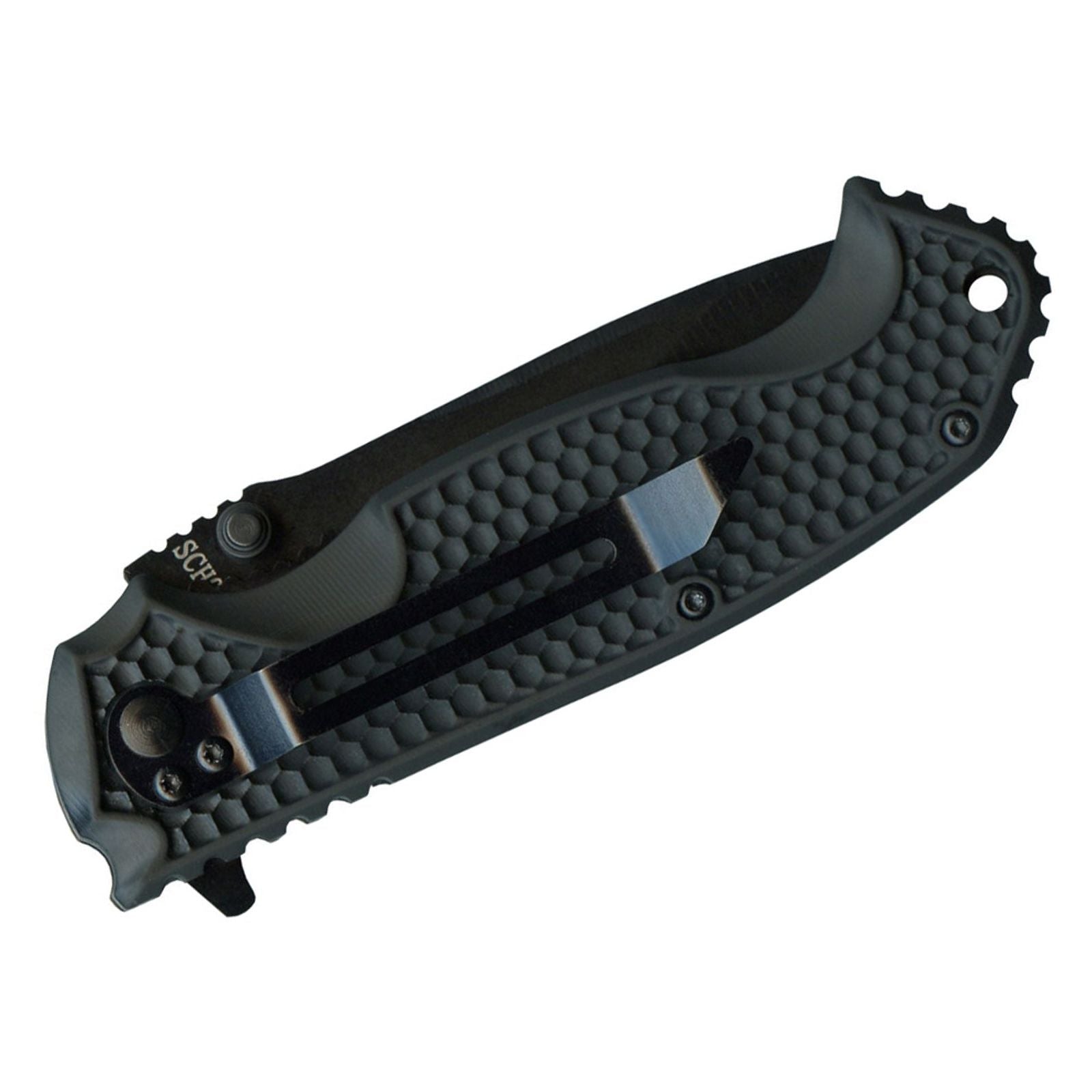 Cuchillo plegable SCH001S, hoja 80 mm en acero 9Cr14MoV, mango ABS/TPR con clip de bolsillo