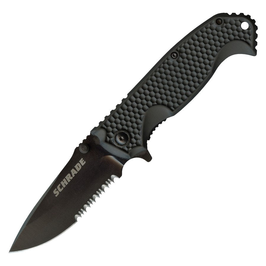 Cuchillo plegable SCH001S, hoja 80 mm en acero 9Cr14MoV, mango ABS/TPR con clip de bolsillo