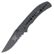 Navaja plegable Schrade SCH50SCP, hoja combinada 6,3 cm, acero carbono con acabado titanio, linerlock y clip de bolsillo