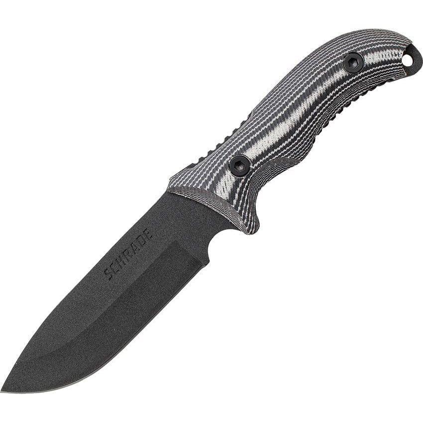 Cuchillo FRONTIER hoja fija en acero 8Cr13MoV con acabado negro y mango de diseño
