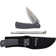 Set UNCLE HENRY 4 piezas: navaja, cuchillo fijo, funda y manómetro en caja metálica