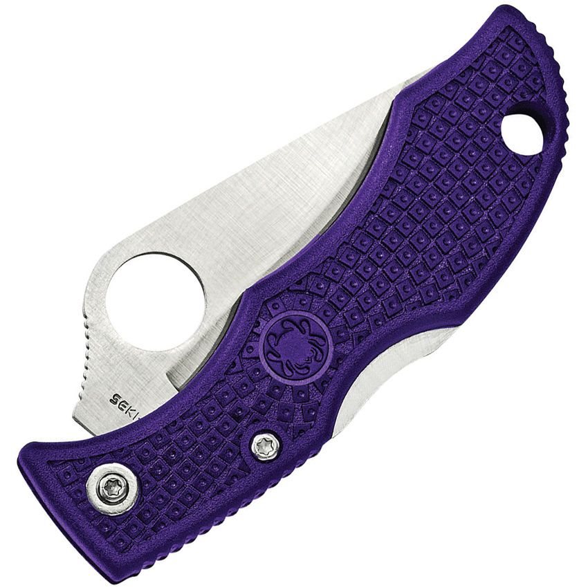 Navaja plegable LADYBUG morada, filo liso VG-10 clip point, mango de nylon reforzado con fibra de vidrio