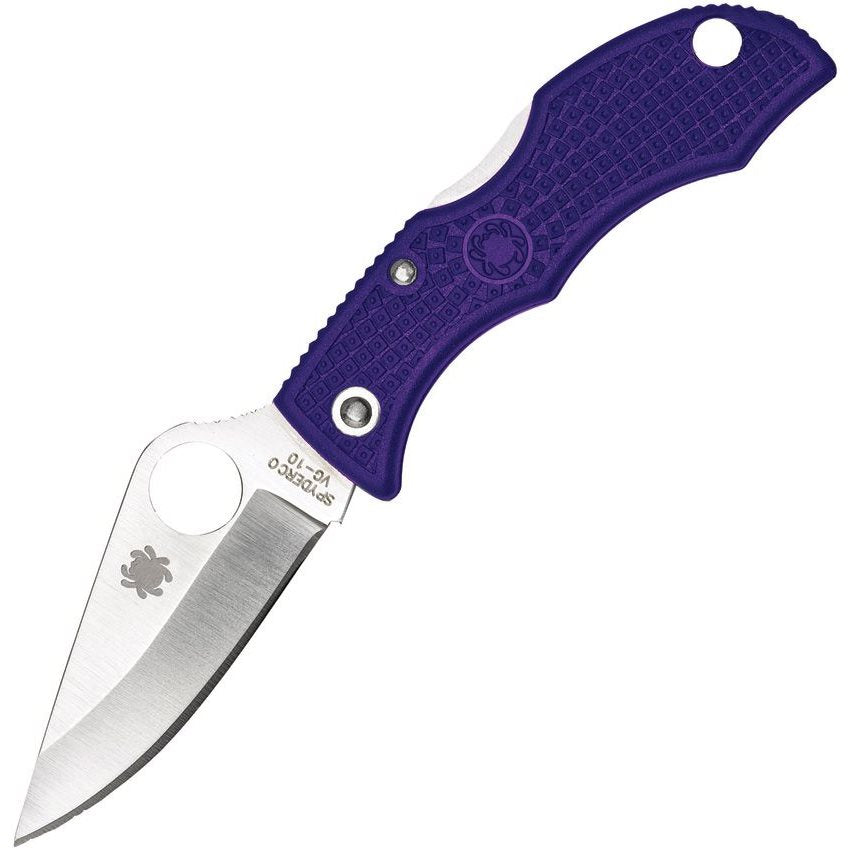 Navaja plegable LADYBUG morada, filo liso VG-10 clip point, mango de nylon reforzado con fibra de vidrio