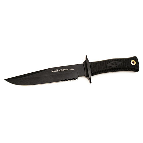 Cuchillo táctico MUELA SCORPION 18N negro con empuñadura de goma y guarda negra