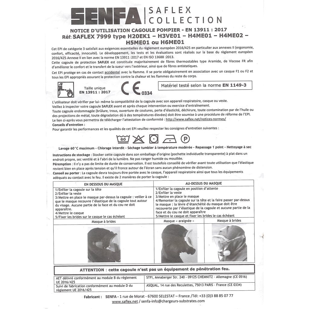 Pasamontañas ignífugo SENFA color ecru H3VE01-ECRU