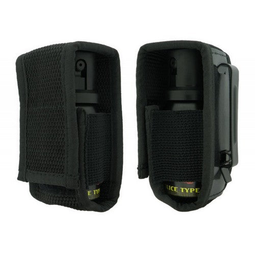 Funda de nylon para spray de defensa TORNADO 40 ml negra con clip metálico y cierre velcro