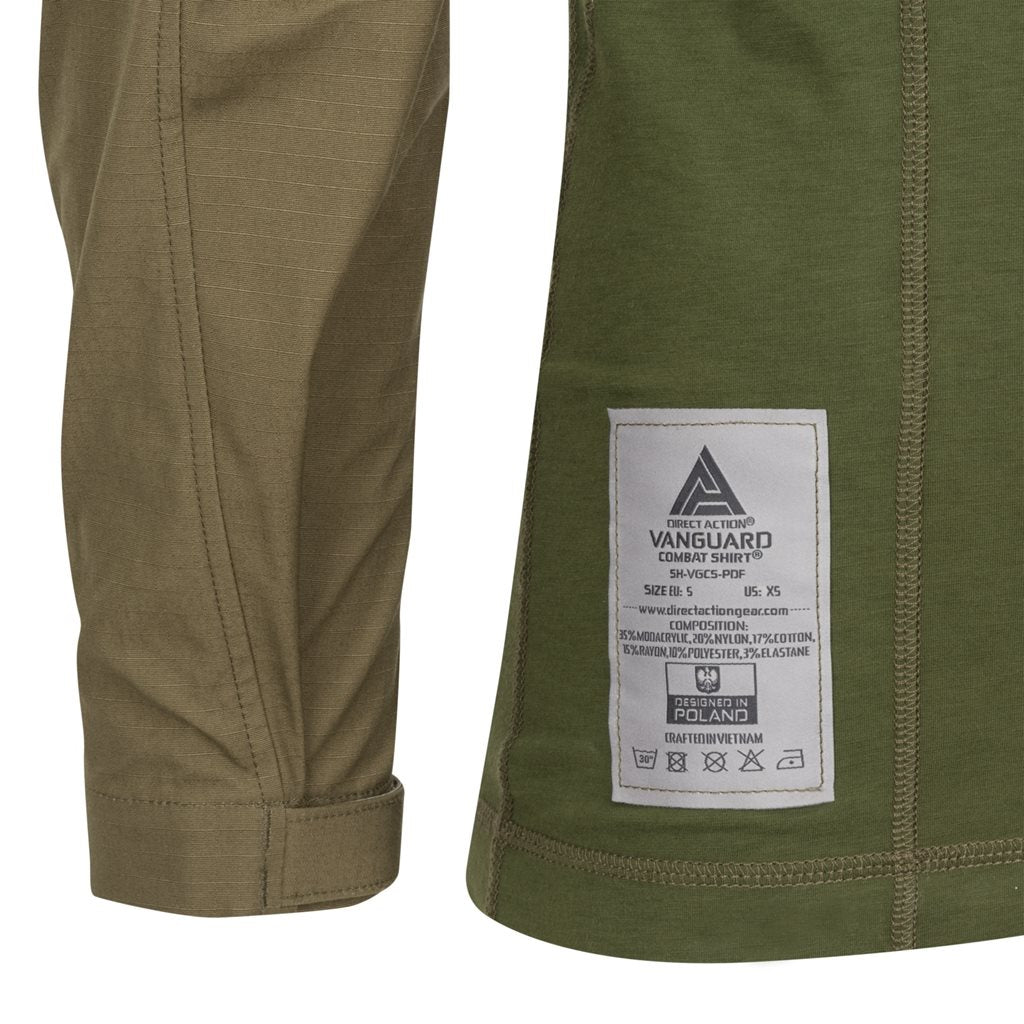 Camisa táctica VANGUARD de DIRECT ACTION con cuerpo Polartec PowerDry, mangas NYCO y refuerzos 500D Cordura