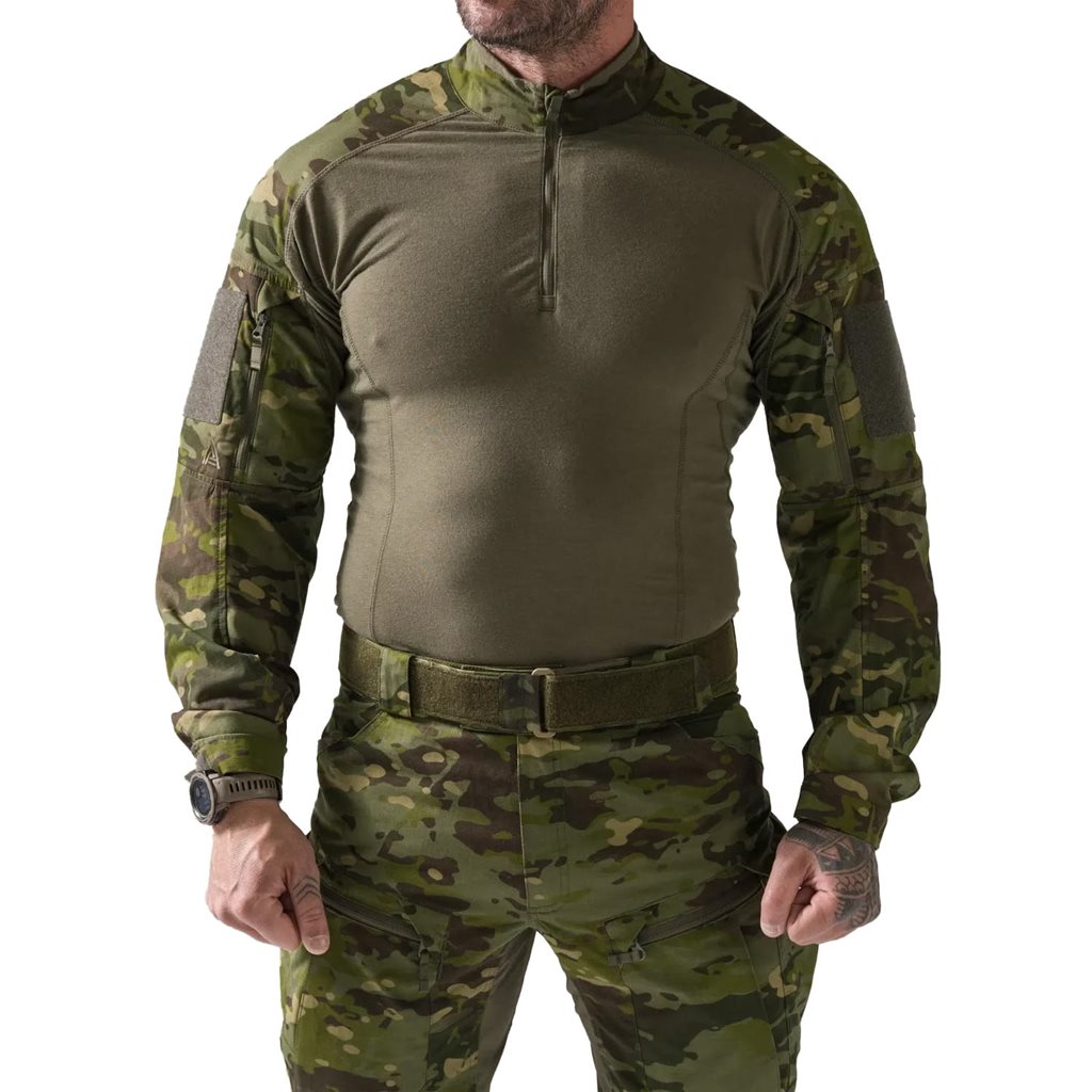 Camisa táctica VANGUARD MULTICAM Tropic de DIRECT ACTION, torso Polartec PowerDry y refuerzos 500D Cordura