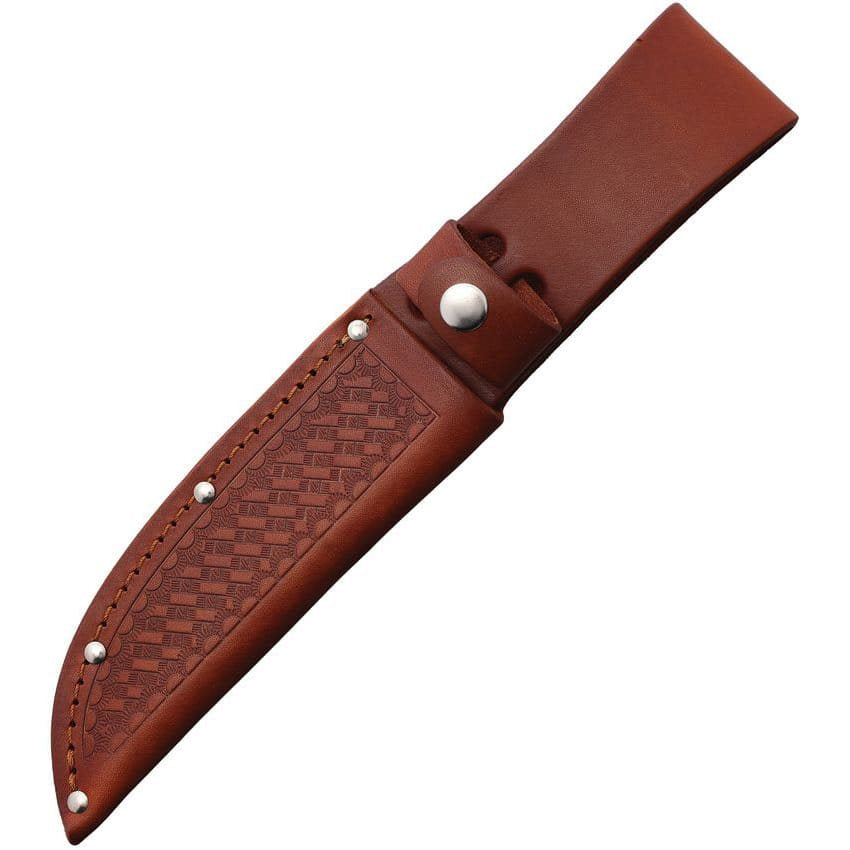Funda de cuero marrón para cuchillo de hoja fija hasta 14 cm (5,5") para cinturón