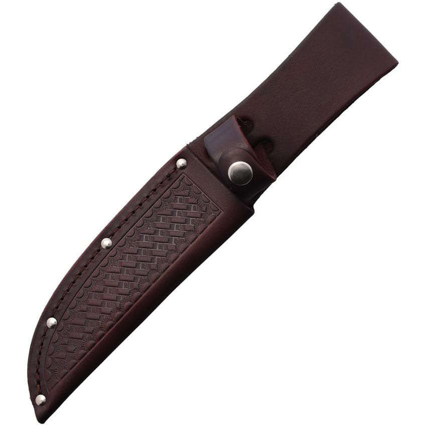 Funda de cuero marrón oscuro para cuchillo de hoja fija hasta 14 cm