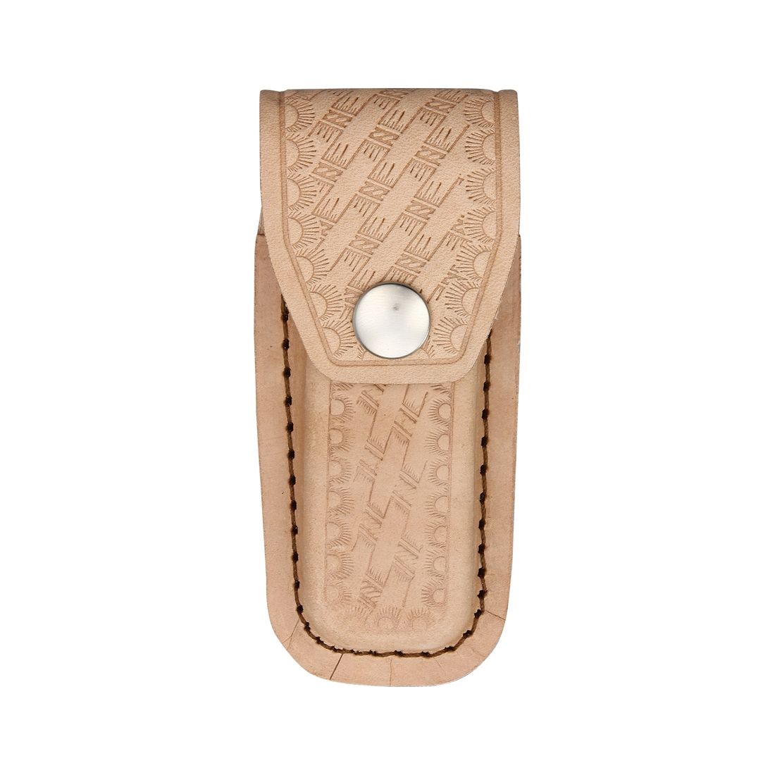 Funda de cuero para navaja plegable hasta 10 cm con cierre de broche metálico