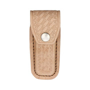 Funda de cuero para navaja plegable hasta 10 cm con cierre de broche metálico