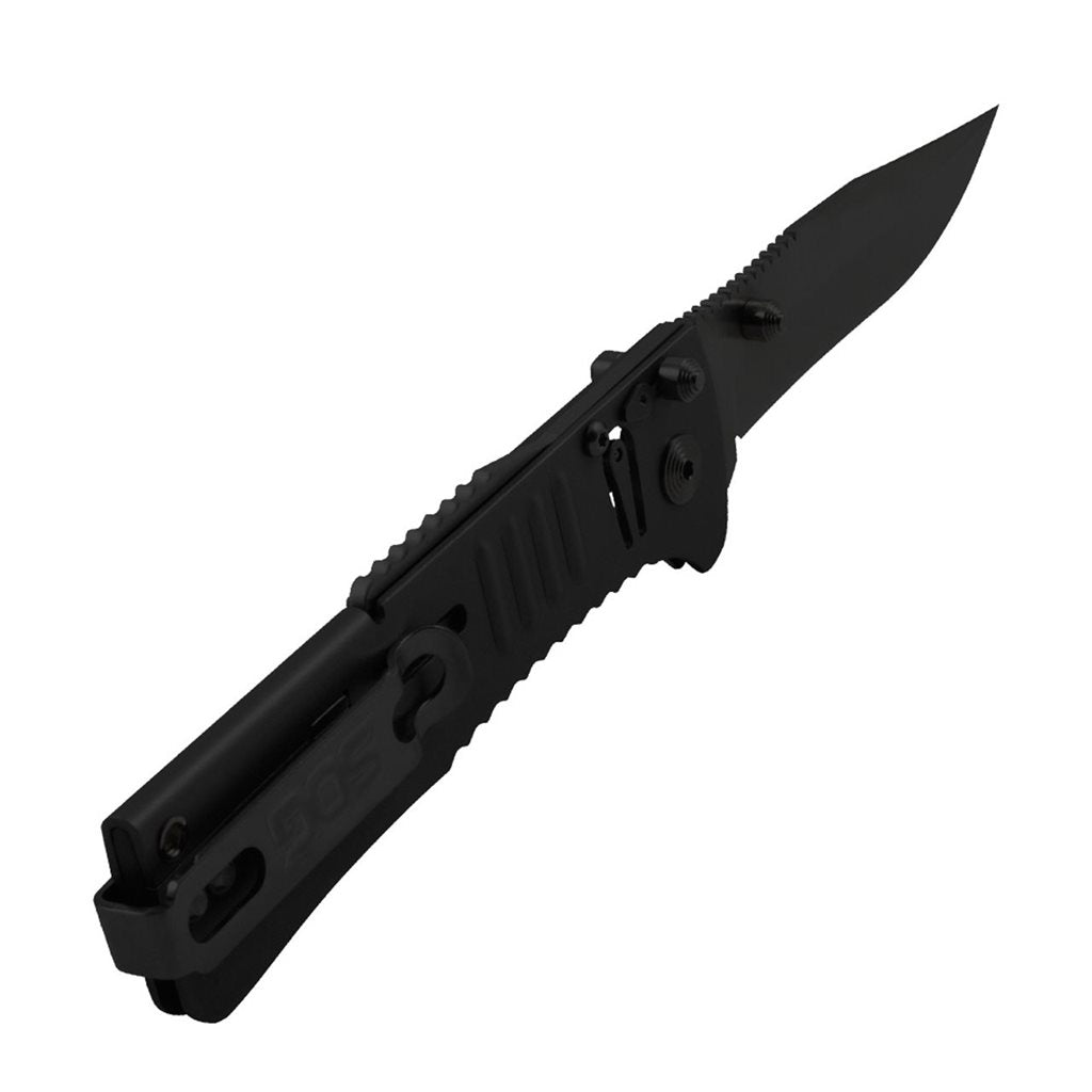 Navaja plegable SLIMJIM Clip Point negra con hoja AUS-8 y seguro LockBack