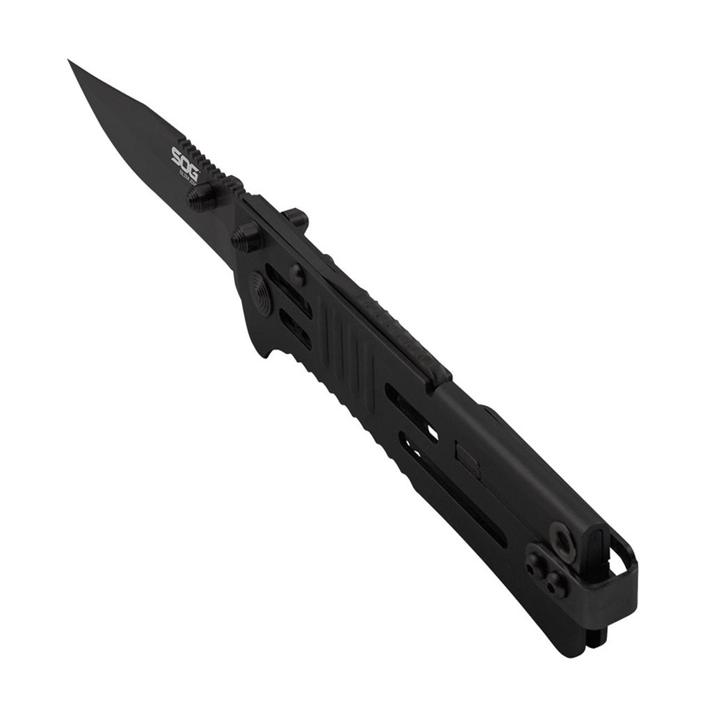 Navaja plegable SLIMJIM Clip Point negra con hoja AUS-8 y seguro LockBack