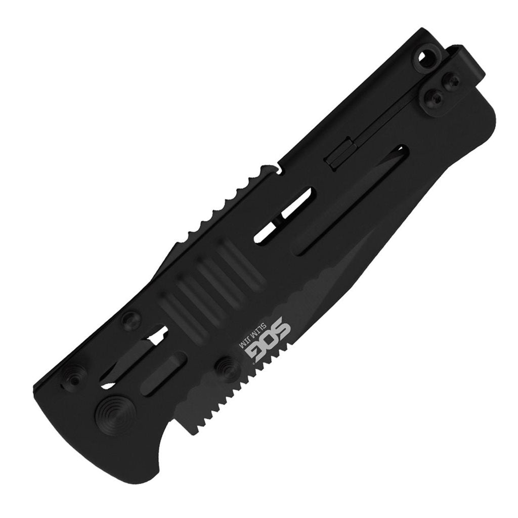 Navaja plegable SLIMJIM Clip Point negra con hoja AUS-8 y seguro LockBack