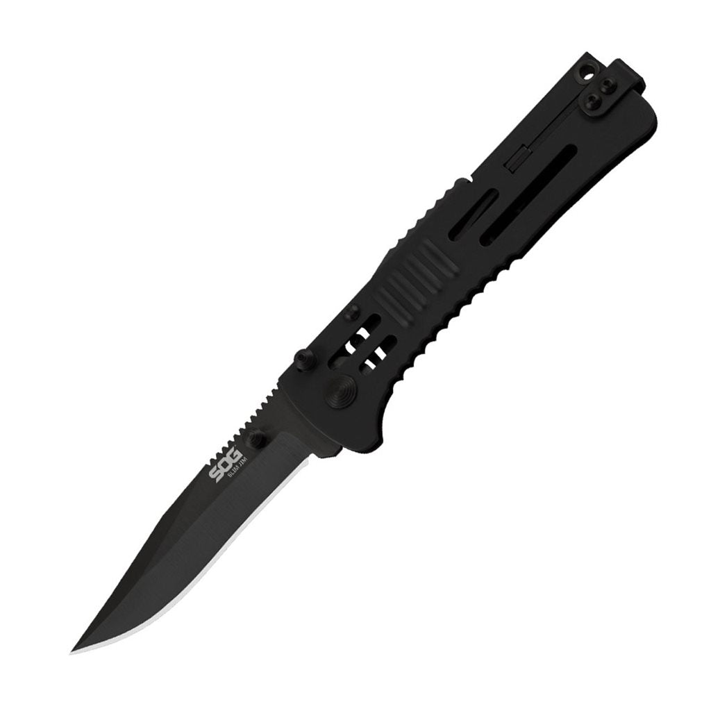 Navaja plegable SLIMJIM Clip Point negra con hoja AUS-8 y seguro LockBack