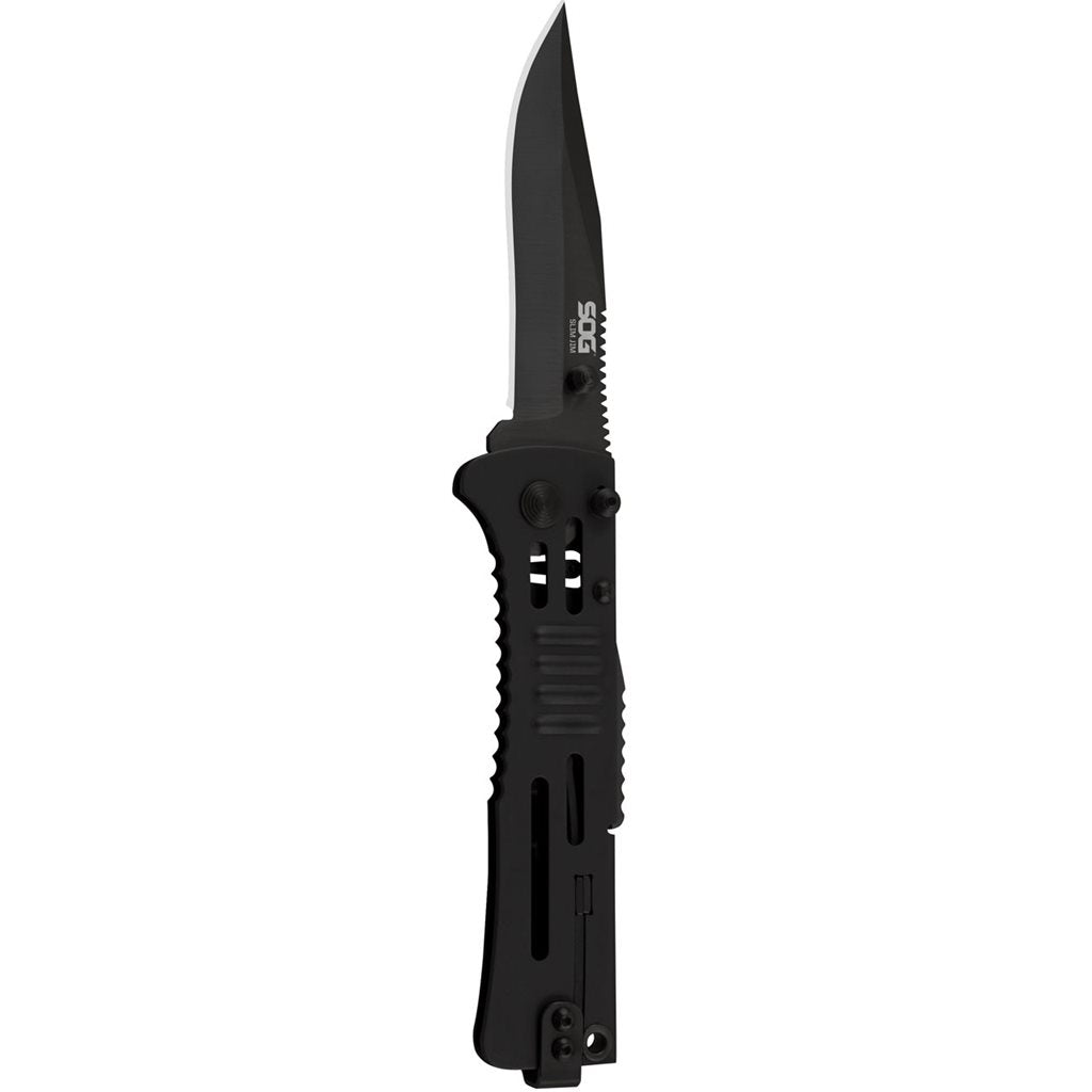 Navaja plegable SLIMJIM Clip Point negra con hoja AUS-8 y seguro LockBack