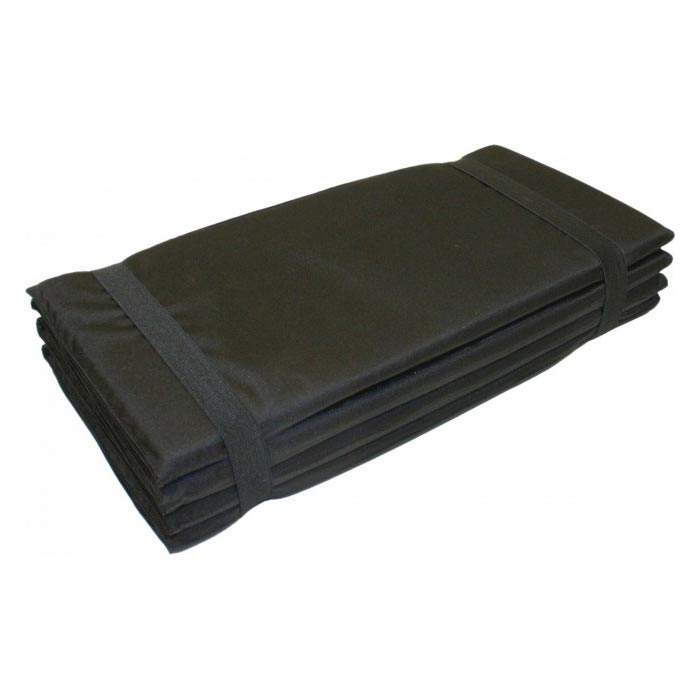 Colchoneta plegable Z MAT negra Pro-Force plegada en bloque con dos correas elásticas
