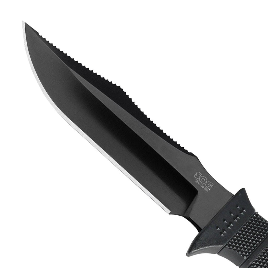 Cuchillo SOG SEAL PUP ELITE negro, diseño Navy SEAL, hoja fija con filo liso