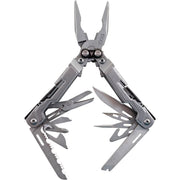 Alicates multifunción POWERPINT: multiherramienta compacta con cuchillo (liso/serrado), tijeras, destornillador, abrebotellas y lima