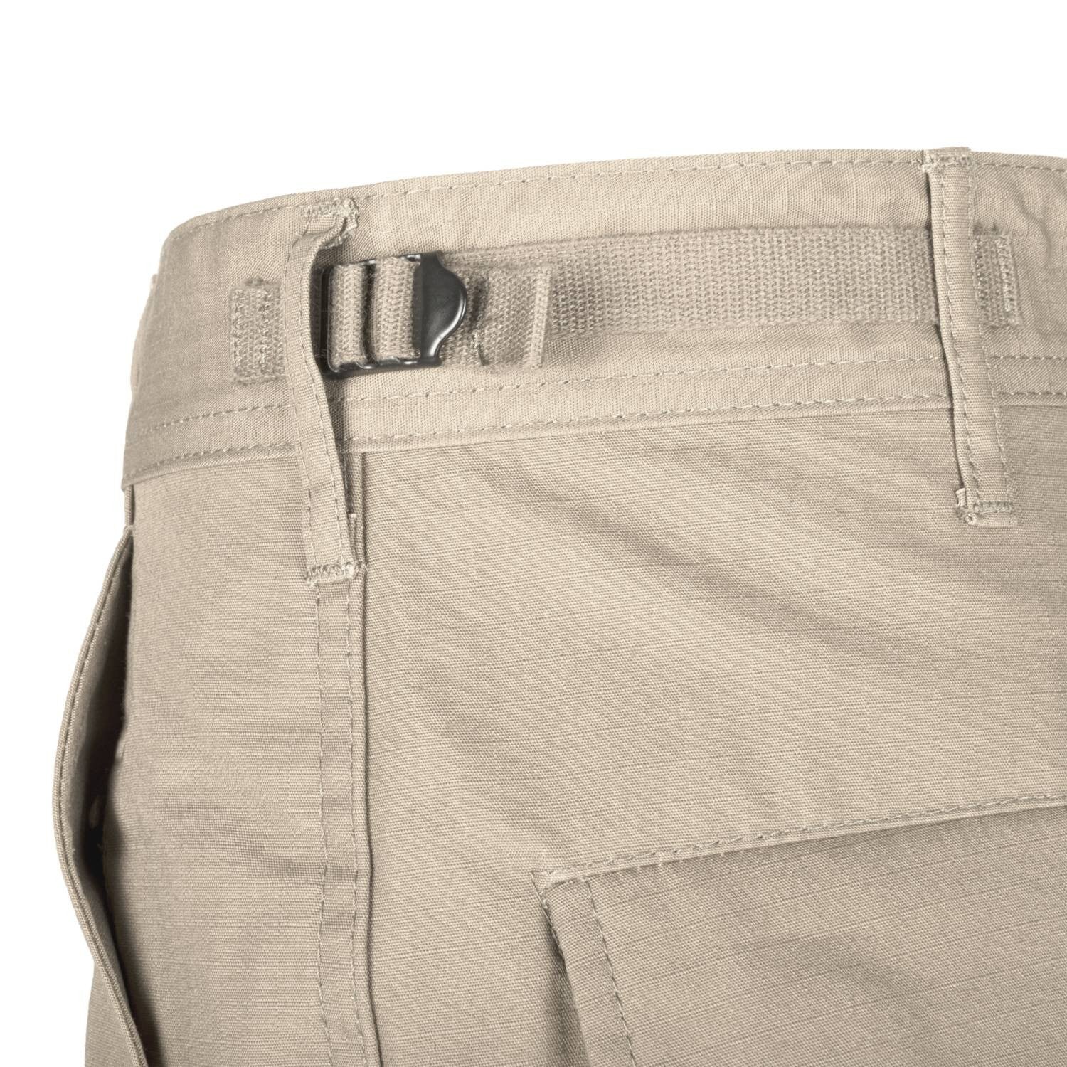 Pantalones BDU rip-stop, cierre de botones, tiras laterales y cordones en los tobillos